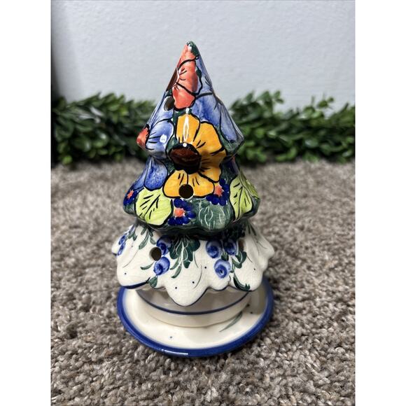 Boleslawiec Polish Pottery Tree Tea Light Luminary W/ Underplate - Picture 2 of 10